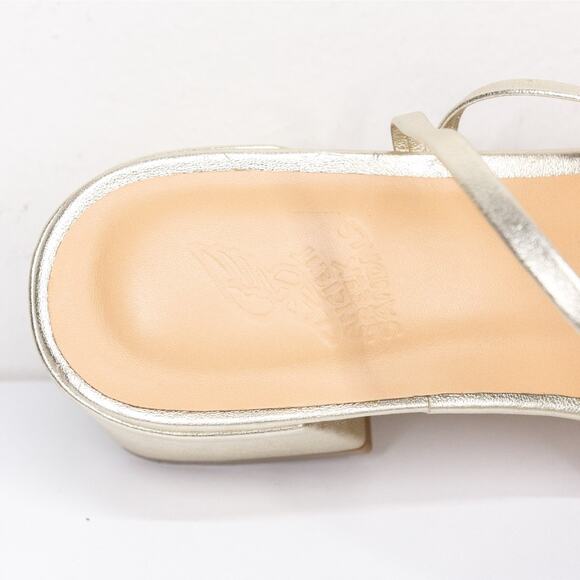 ANCIENT GREEK SANDALS Chora Gold Leather Toe Loop Ankle Wrap Handmade Sz 38/7.5 - Picture 9 of 11